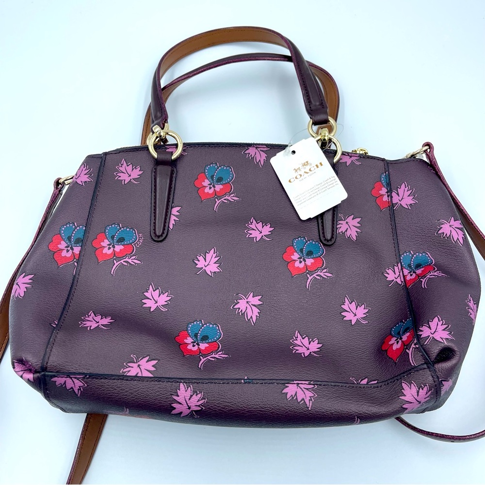 Coach Mini Christie Carryall Wildflower Print Oxblood NWT - Picture 4 of 7